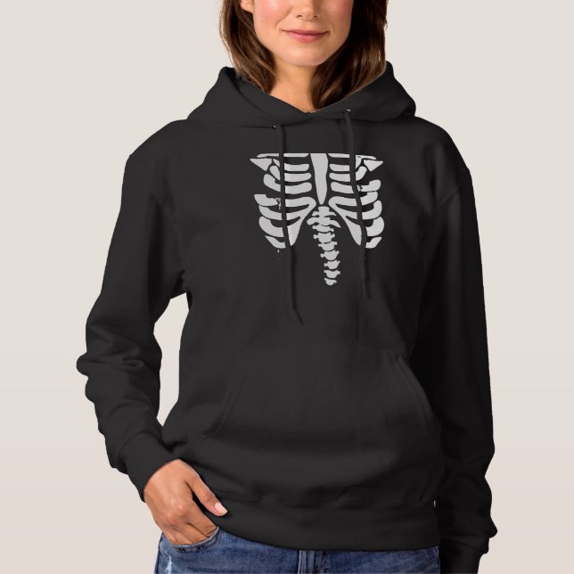 Engraçado Skeleton Rib Anatomia T Camisa Halloween (Frente)
