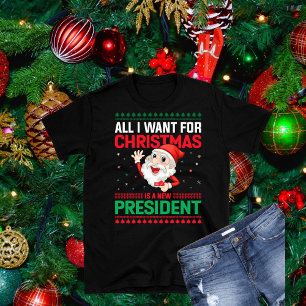 Engraçado Suéter Novo Presidente Camiseta de Natal