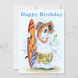 Engraçado Summer Snowman Surfer bebe coquetel fres