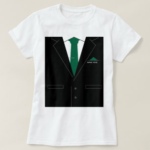 Engraçado T-Shirt Black Suit e Tie Nome de Texto P