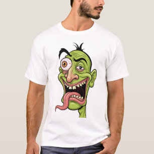 Engraçado T-Shirt da Caricatura Verde Zombie