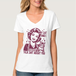 Engraçado T-Shirt Meu Gato E Eu Falamos Lixo Sobre