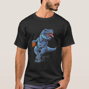 Engraçado Trex Dinossaur Jogando Camisa De Basquet