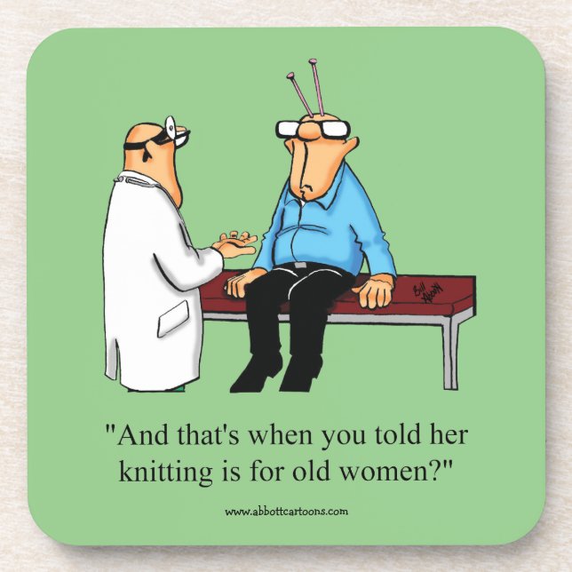 Engraçado tricotar Presente de Porta copos Humor (Frente)