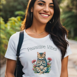 Engraçado Vibes Positivos Gato Lover T-Shirt