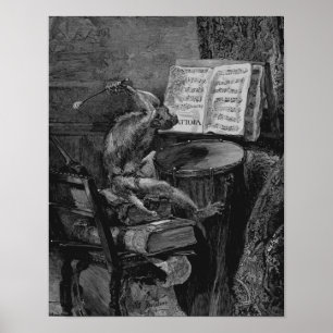 Engraçado Vintage Drum Music Impressão Monkey Drum