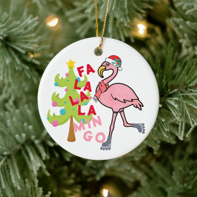Engraçado Xmas Cor-de-Rosa Flamingo, Ornamento Hum (Árvore)
