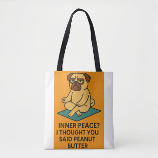 Engraçado Yoga Pug Tote Bag