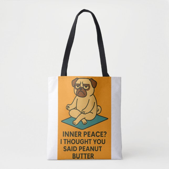 Engraçado Yoga Pug Tote Bag (Frente)