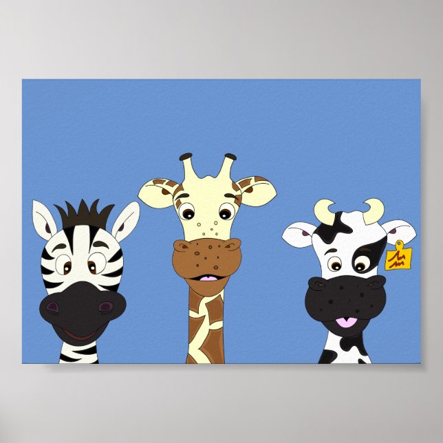 Engraçado zebra girafa poster (Frente)