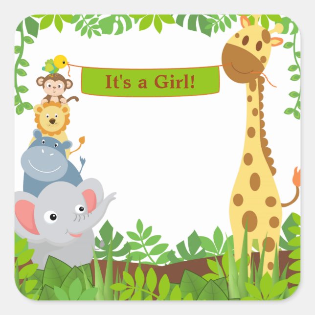 Engraçados animais da selva anunciam adesivos (Frente)