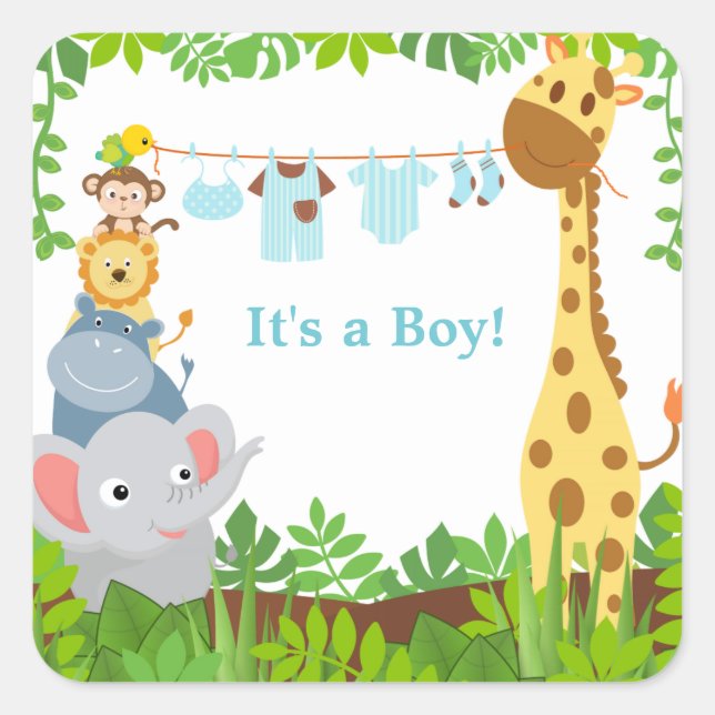 Engraçados animais da selva anunciam adesivos (Frente)