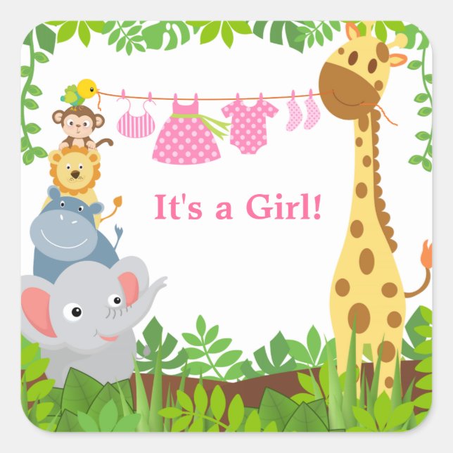 Engraçados animais da selva anunciam adesivos (Frente)