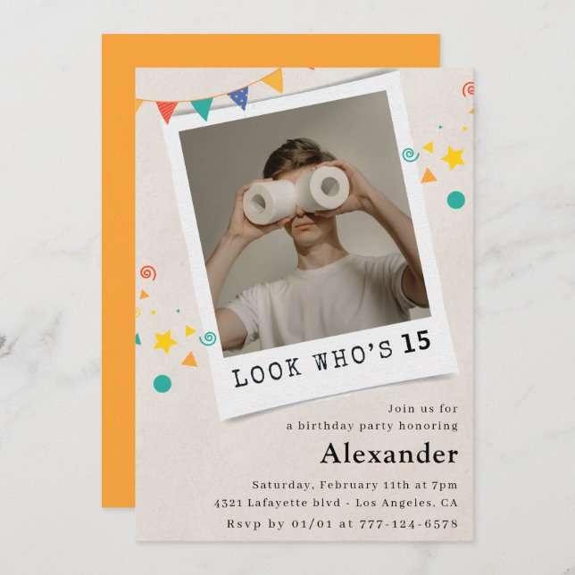 Engraçados convites para 15 de aniversário Men Fun (Frente/Verso)