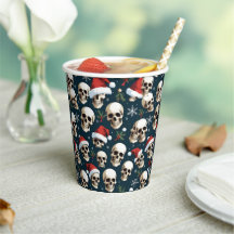 Engraçados crânios de Natal em Santa Hats