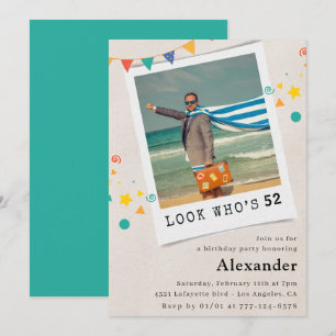 Engraçados Homens 52 convites de aniversário Foto 