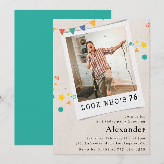 Engraçados Homens 76 convites para o aniversário (Frente/Verso)