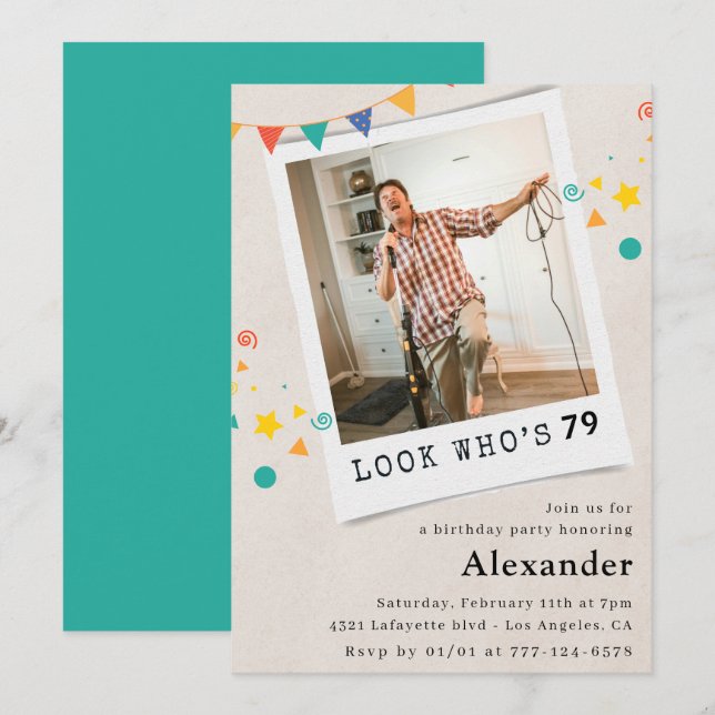 Engraçados Homens 79º convites de aniversário Foto (Frente/Verso)