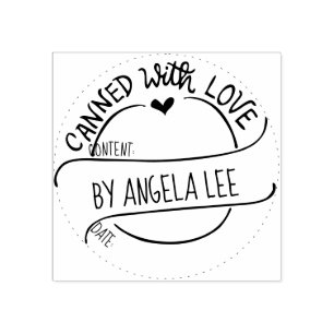 Enlatado com amor - Carimbo de Borracha Personaliz