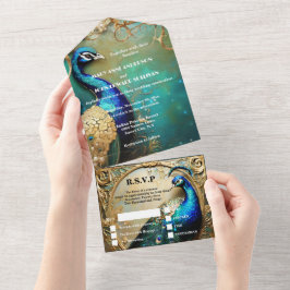 Ensaio de janto de casamento de Peacock preto
