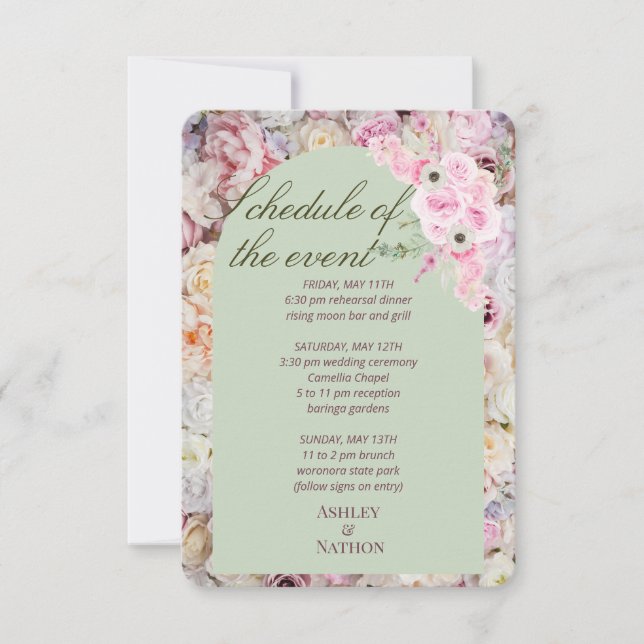 Ensaio de Verão de Arca Floral Verde-Oliva Convite (Frente)