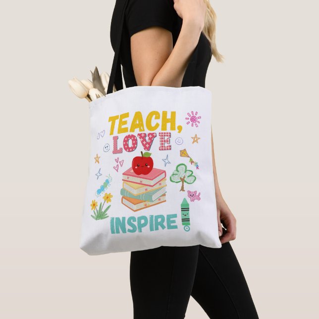 Ensino, Amor, Inspire Tote Bag Perfeito para Profe (Close Up)