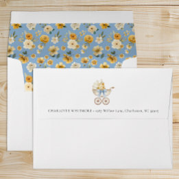 Envelope Azul de Carrinho de Bebê Antigo com Forro