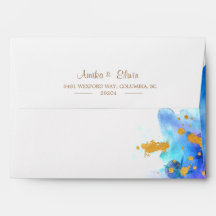 Envelope Blue Watercolor Dolphin Wedding Suite