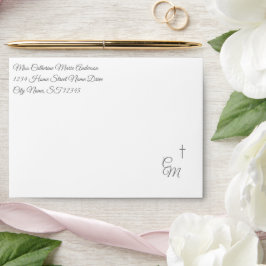 Envelope Casado Católico Faux-Satin Monogrammed