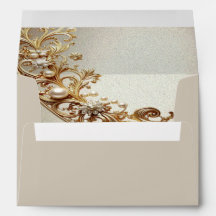 Envelope com Floreio Dourado Ornamentado