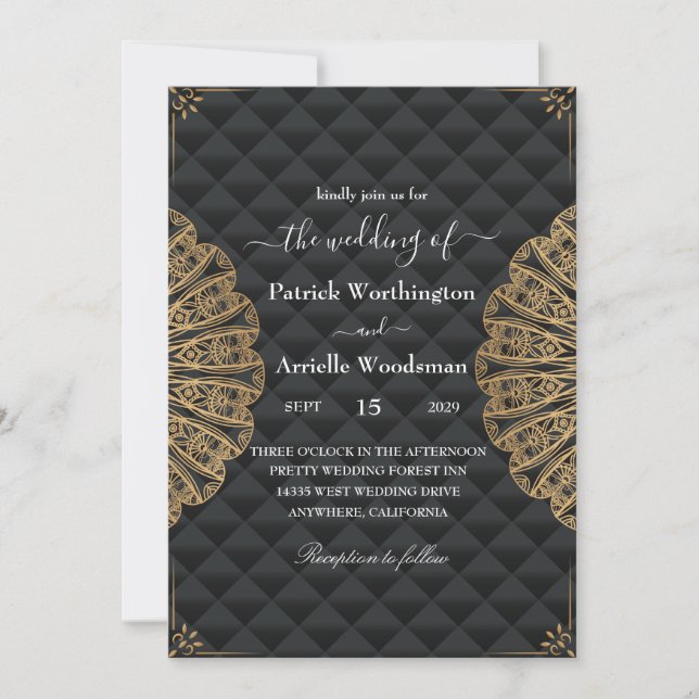 Envelope convites para casamento de luxo negro (Frente)