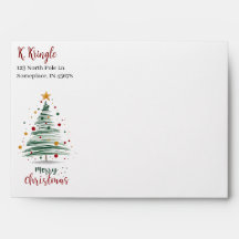 Envelope de Árvore de Natal Minimalista Moderna