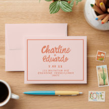 Envelope de Casamento de Escrita Manual Vermelha e