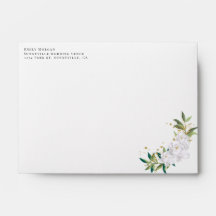 Envelope de casamento de flores brancas