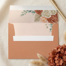 Envelope de Casamento de Outono Floral Boho Terrac