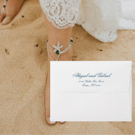Envelope de Casamento em Caligrafia Azul-Verde