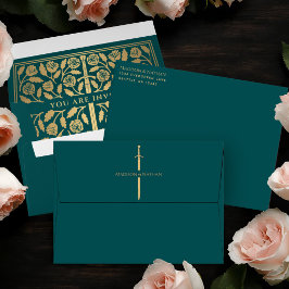 Envelope de Casamento Espada Dourada Real Medieval