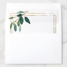 Envelope de Casamento Eucalyptus Leaf Dourado Line