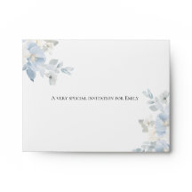 Envelope de Casamento Floral Azul | Nome do Convid