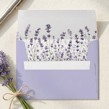 Envelope de Casamento Floral Lavanda Roxa