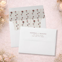 Envelope de Casamento Floral Rosa Empoeirado