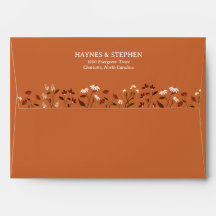 Envelope de Casamento Floral Terracota Rústico