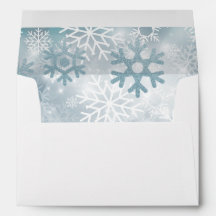 Envelope de Casamento Moderno Dusty Blue Snowflake