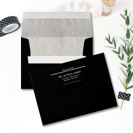 Envelope de Casamento Negro Endereçado ao Devoluçã