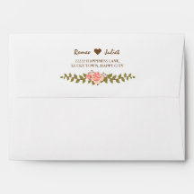 Envelope de Casamento Rosa Rosa Elegante 5x7