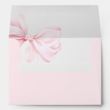 Envelope de Chá de Bebê com Laço Rosa