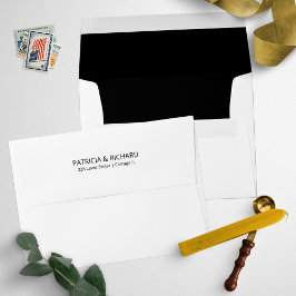Envelope de Convite de Casamento Preto e Branco Mo