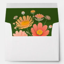 Envelope de Convite Floral para Casamento Retro Vi