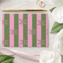Envelope de Natal em Floco de Neve Verde e Rosa