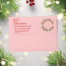 Envelope de Natal Rosa | Floral de Natal Feliz